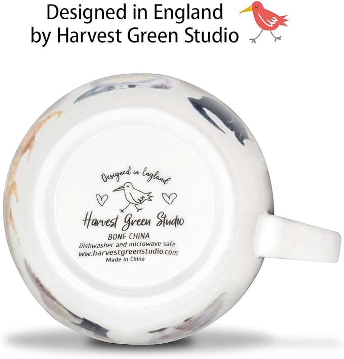 Cute Cat Mugs for Daily Coffee and Tea, Premium 20 oz Bone China Coffee Tea Hug Mug, Perfect Holiday and Birthday Gift for Cat Lovers, Designed in England by Harvest Green Studio
