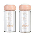 COMI Wide Neck Glass Breastmilk Collection n Storage Bottle, 8oz with Screw Ring Sealing Disk; Re-markable Sealing Disc. BPA Free, Fits Breast Pumps & Nipples (2 Pink Lids)