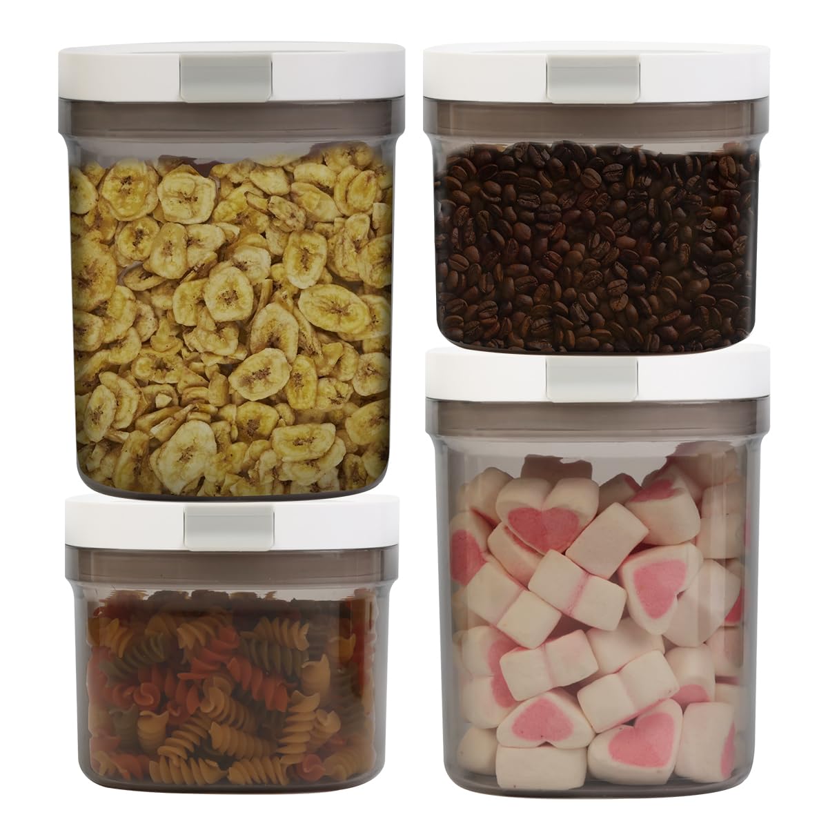 LANGMINGDE 4PCS Coffee Storage Containers, BPA Free Plastic Kitchen Canisters Set for Ground Coffee, Spices, Herbs, Candy, Snacks, FA-G310074
