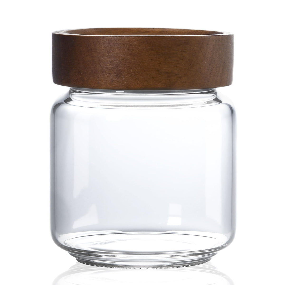 MOLADRI 13.5 fl oz/400 ml Glass Jar with Airtight Wooden Screw Top Lid, Clear Stackable Food Storage Canister, Small Cute Decorative Glass Container for Coffee, Candy, Cookie, Sugar, Oatmeal, Salt
