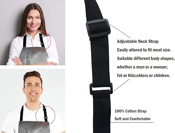 Street view of london Bib Apron with Adjustable Neck for Men Women,Suitable for Home Kitchen Cooking Waitress Chef Grill Bistro Baking BBQ Cobbler Apron