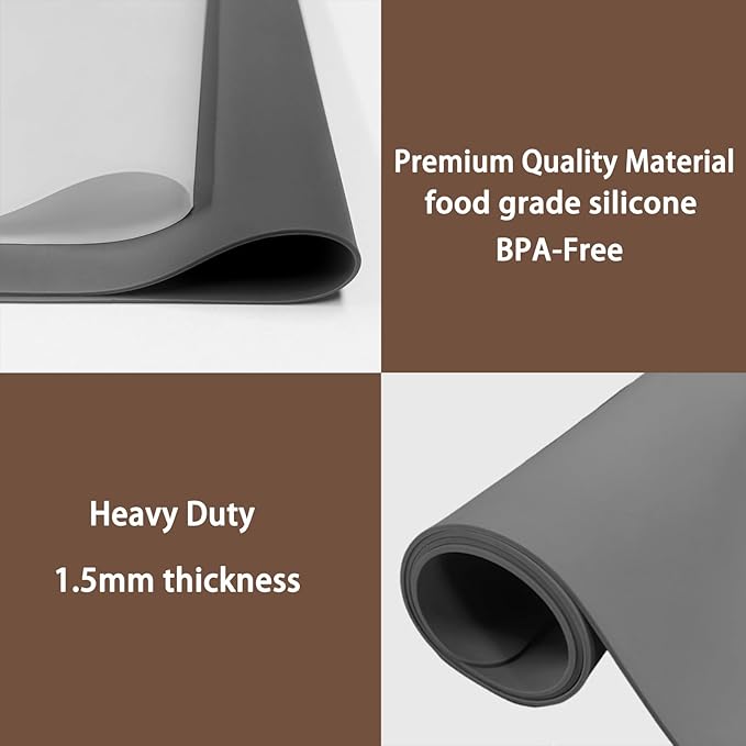 Silicone Mats for Kitchen Counter, 48"x32"(120cmx80cm) Large Heat Resistant Mat Kitchen Island Waterproof Countertop Protector Mat Nons-slip Extra Large Counter Mat, Black