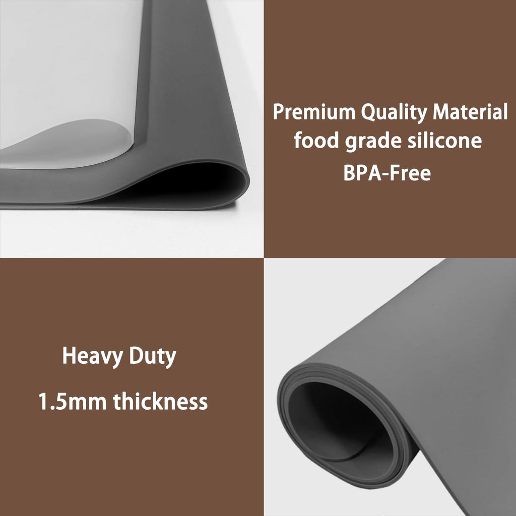 Silicone Mats for Kitchen Counter, 48"x32"(120cmx80cm) Large Heat Resistant Mat Kitchen Island Waterproof Countertop Protector Mat Nons-slip Extra Large Counter Mat, Dark Gray