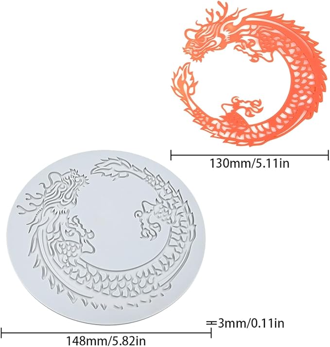 TUKE 3D Cake Lace Mold Fondant Silicone Mold Lace Mat Embosser Texture Silicone Mould Fondant Chocolate Stencil Border Bakeware Cake Decorating (J_ Dragon)