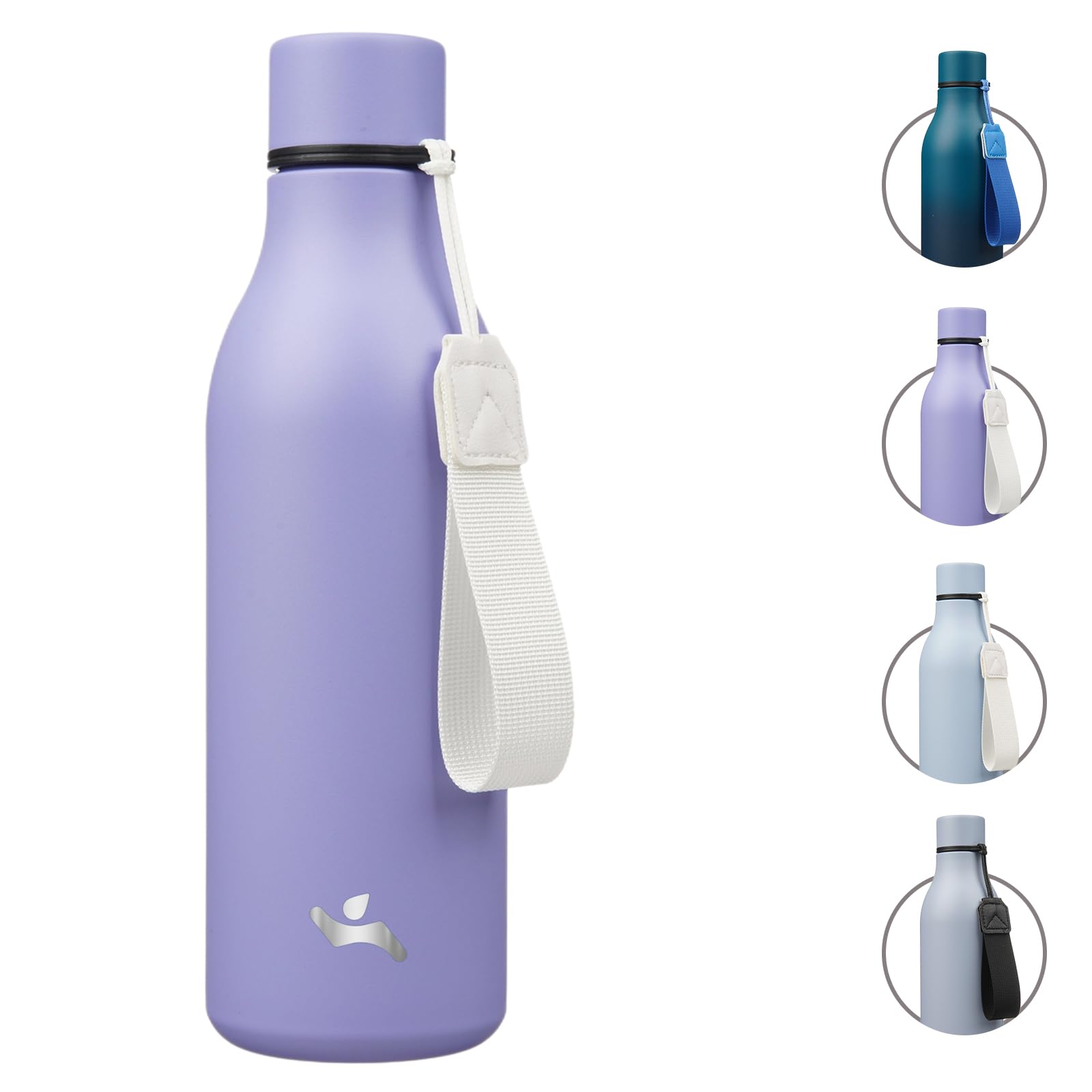 Konokyo 18 oz Insulated Stainless Steel Metal Water Bottle with Strap