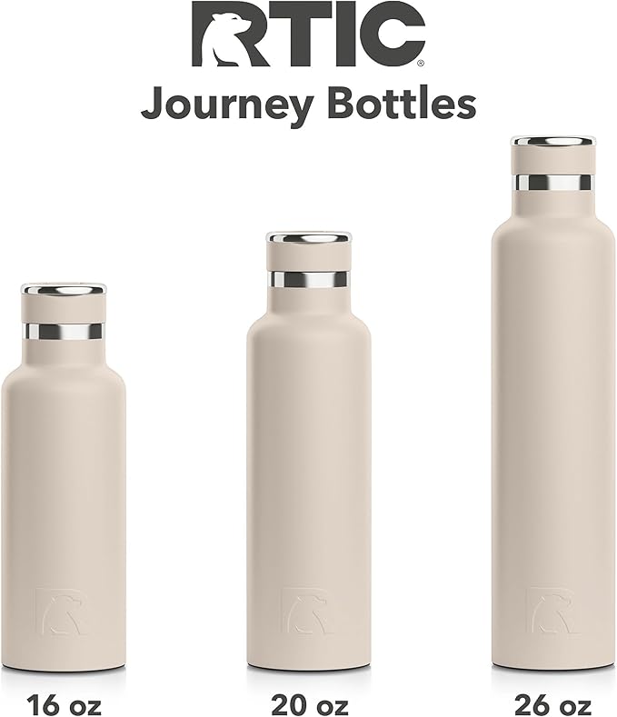 RTIC 16oz Journey Bottle Metal Stainless Steel Vacuum Insulated, BPA Free, Reusable, for Water, Hot and Cold Drinks, Travel, Sports, Camping, Beach