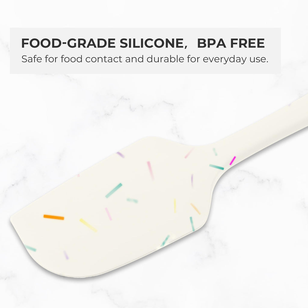 Elihome Mini Silicone Spoonula - Non-Stick Heat Resistant Silicone Scraper Spatula for Mixing, Serving, Scraping, Stirring, and More, 8.75 Inch, Sprinkles
