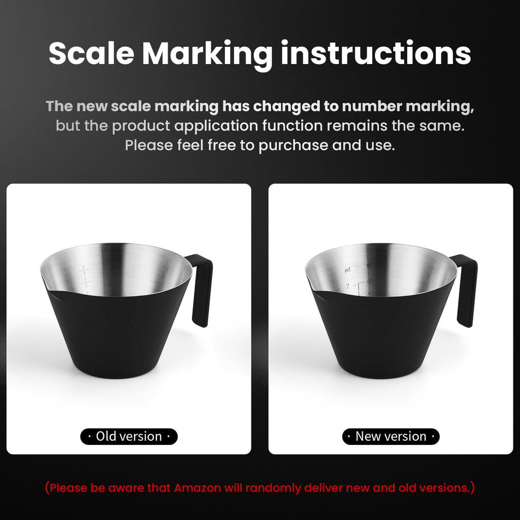 MHW-3BOMBER Espresso Measuring Cup 2oz Espresso Shot Cup Stainless Steel Sauce Cups with Handle for Tomato Sauce|Steak Sauce|Desserts|Beverages (Matte Black) G5141B