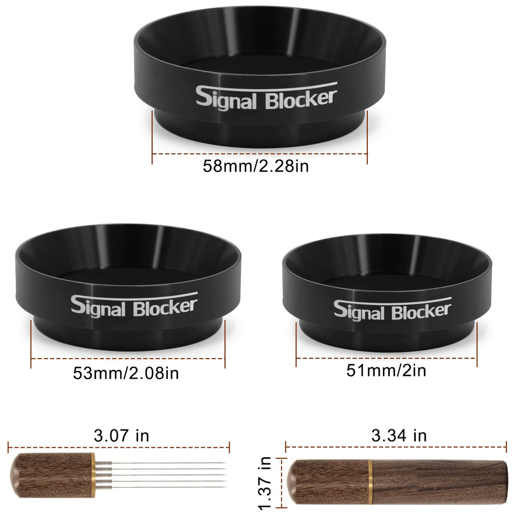 51mm Espresso Dosing Funnel: 51mm Portafilter Funnel Magnetic Coffee Dosing Ring Aluminium Metal | Espresso Machine Accessories Bundle Including Espresso WDT Tool