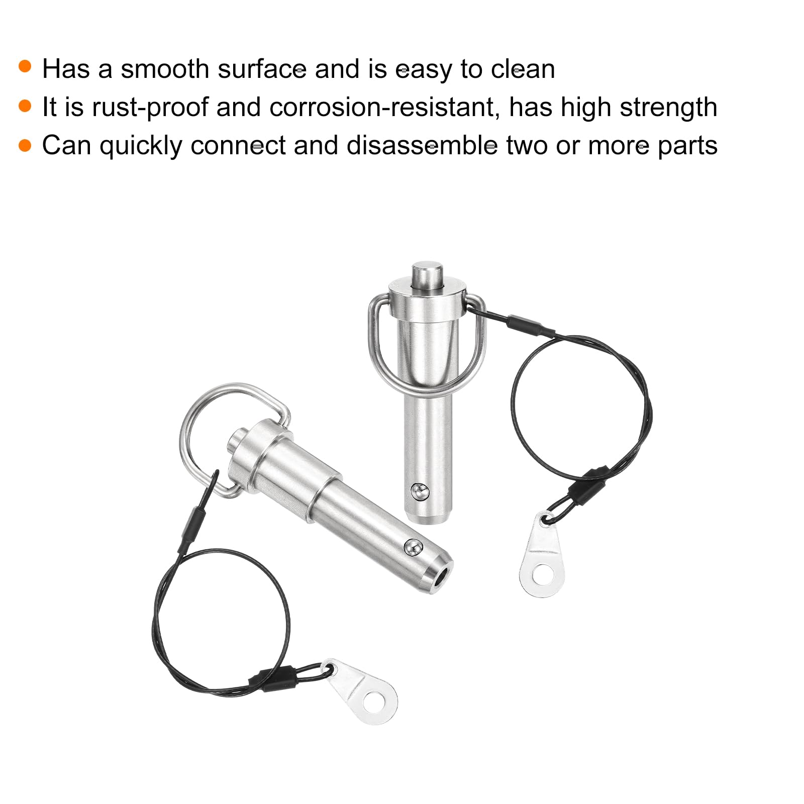 uxcell 1 Pcs Quick Release Pin, 1/2" x 1"(Dia. x L) Push-Button Ball Locking Pin 304 Stainless Steel Ring Handle Locking Pin with Wire for Audio Bimini Top Marine, Silver
