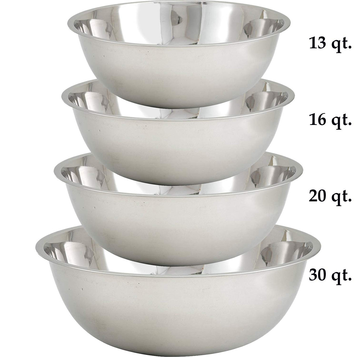 Tiger Chef Mixing Bowls Standard Weight Stainless Steel, Mirror Finish, 16 Quart, 1 Pack