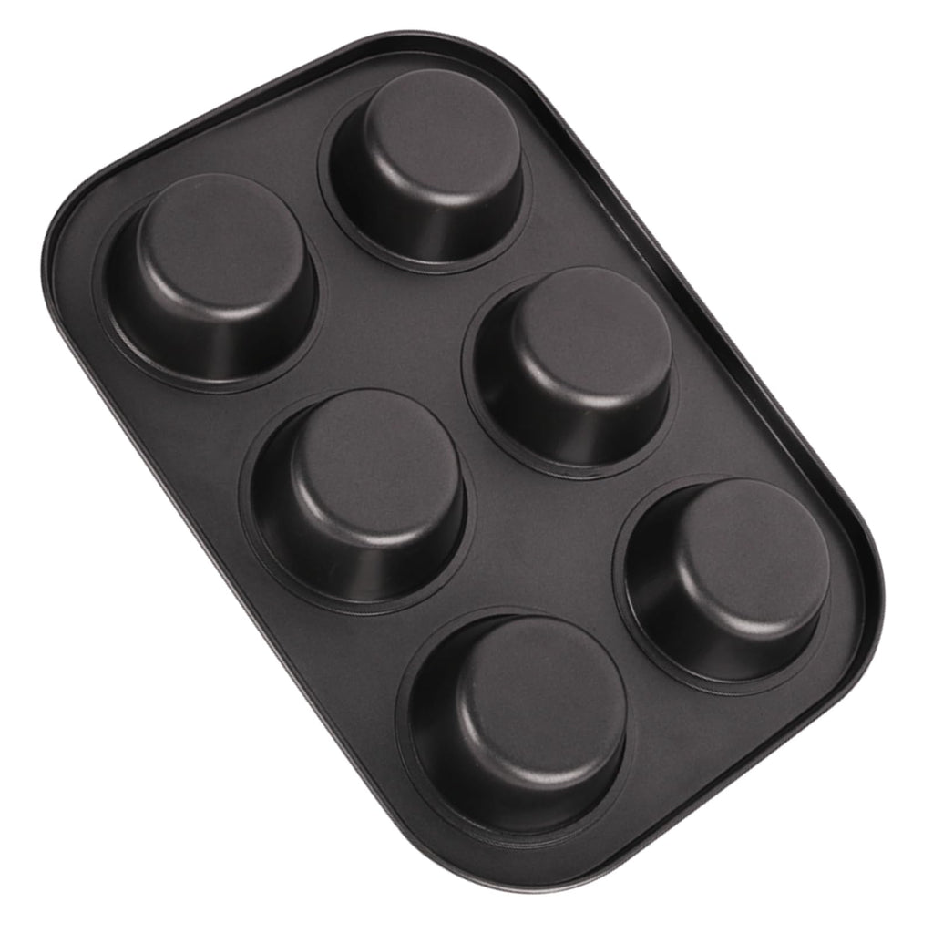 Cayanmydery 2 Packs 6-Cup Muffin Baking Pan Tin, Small Round Muffin Tin, Nonstick Cupcake Pans, Cheesecake Pans, Carbon Steel, Black
