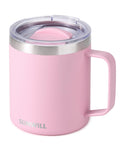 SUNWILL Insulated Coffee Mug with Lid, Travel Tumbler Reusable, 14 oz Stainless Steel Cup for Camping, Office, Home, Powder Coated Sakura