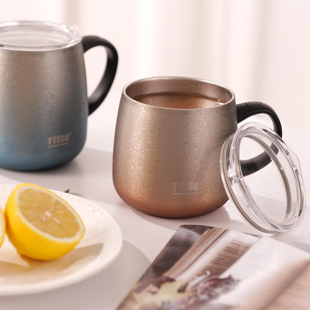 TYESO Office Coffee Mug,Vacuum Insulated Mug Double Wall Stainless Steel Cup (Rose Gold, 12 oz)