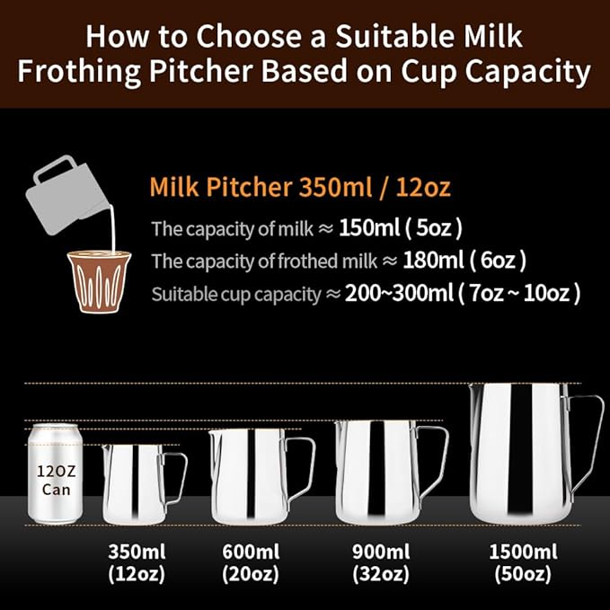 watchget Milk Frothing Pitcher 50oz/1500ml - Stainless Steel Espresso Steaming Pitcher for Cappuccino, Latte Art, Coffee Machine Accessories Milk Jug Frother Cup, Silver