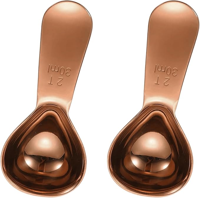 uxcell 2Pcs Stainless Steel Coffee Scoop, 30ml Short Handle Measuring Spoon for Ground Coffee Tea Sugar Kitchen Gifts