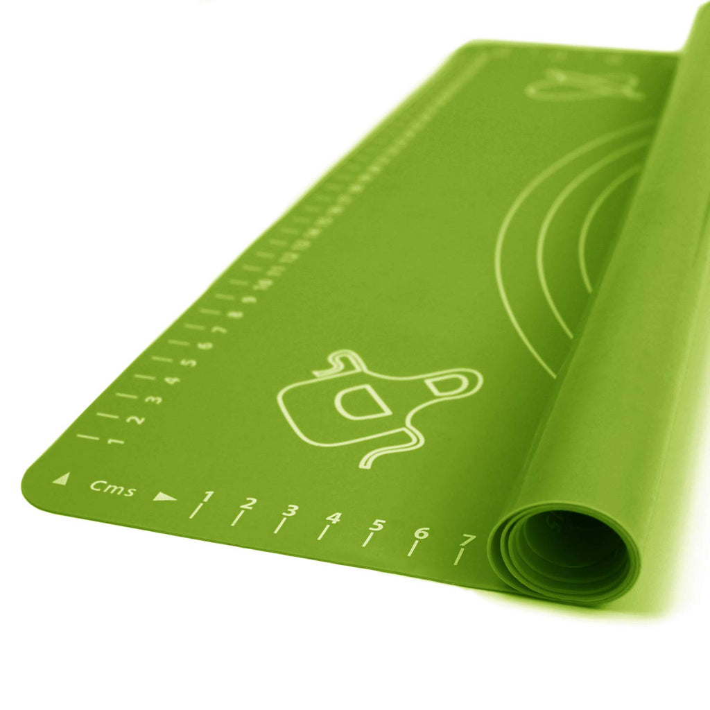 Silicone Baking Mat for Pastry Rolling Dough with Measurements, 25.6 x 17.7 BPA Free Non stick and Non Slip Green Table Sheet Baking Supplies for Bake Pizza Cake