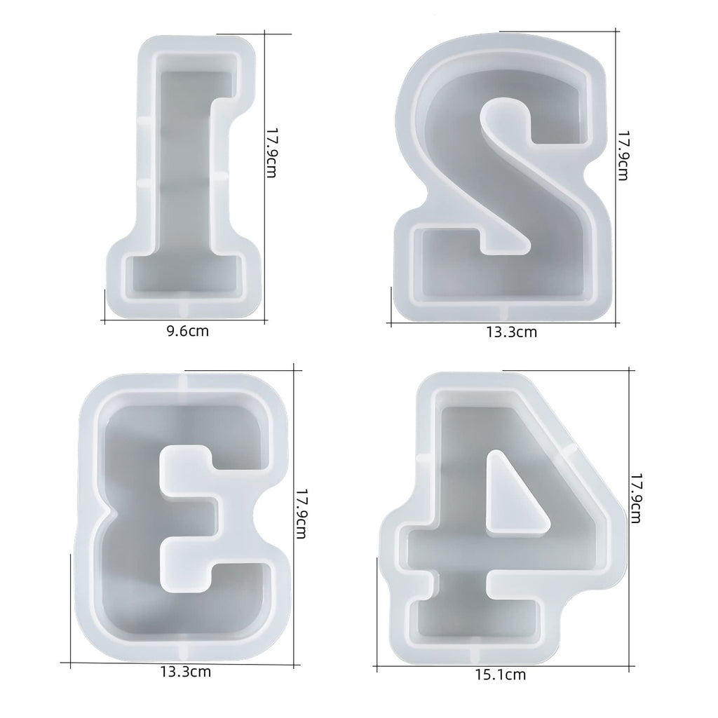 ESEDAGE 7 inch Number Resin Mold 7 Inches 9 Pack Arabic Alphabet Mold 0-9 Alphabet Mold Silicone Mold for Resin Handmade Letter Resin Casting Mold Alphabet Soap Making Molds
