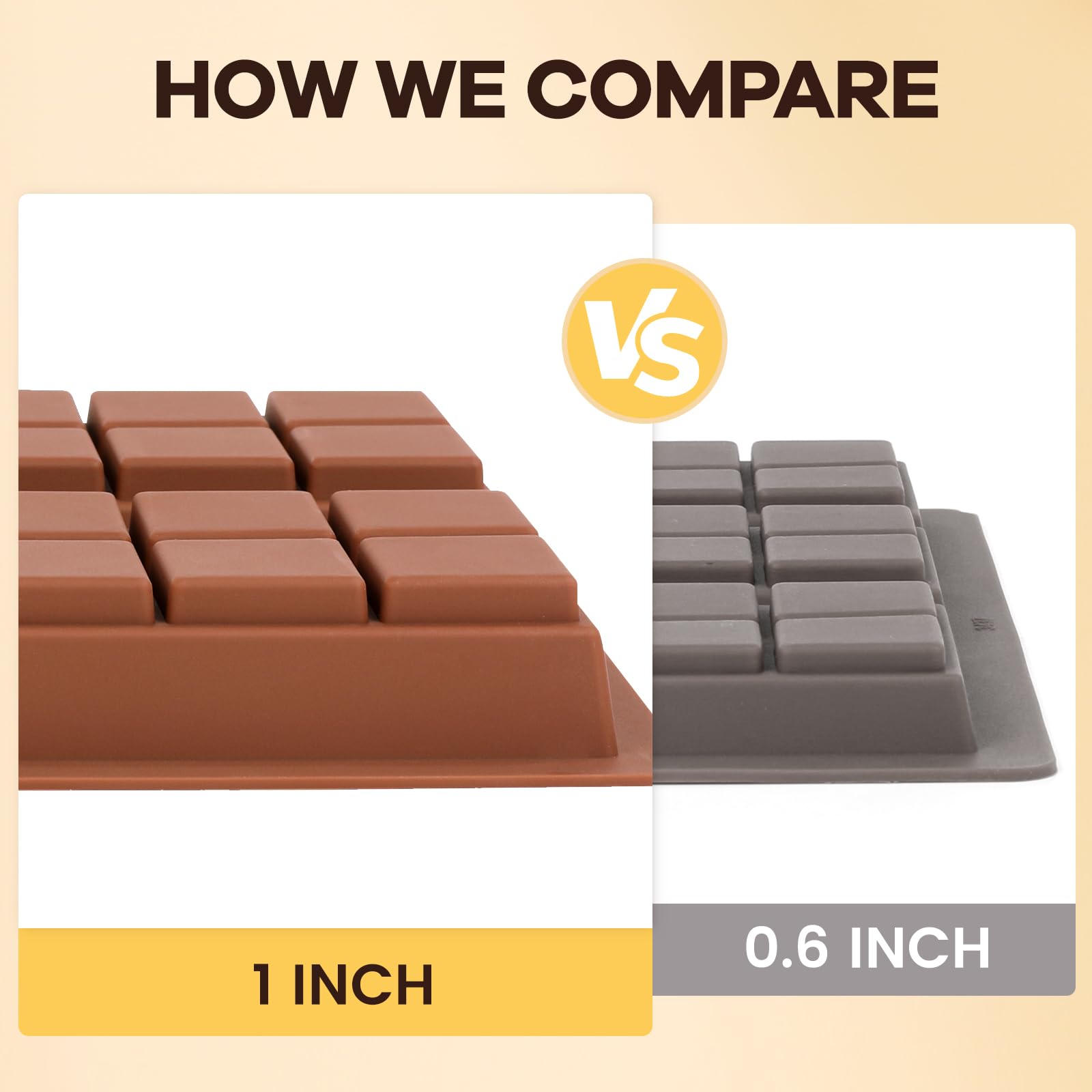 Fimary Dubai Chocolate Molds 1 Inch Deep, Silicone Chocolate Bar Mold – Non-Stick, Flexible, Large and Thick Homemade Chocolates, Candies, and Desserts - Set of 2