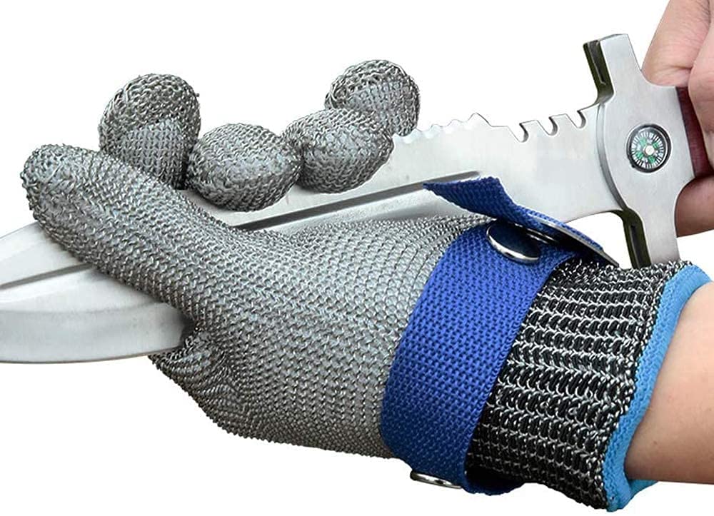 Schwer ANSI A9 Cut Resistant Glove, Food Grade Stainless Steel wire Mesh Metal Gloves, Knife Cutting Gloves for kitchen Mandoline Slicing Butcher Meat Cutting Oyster Shucking Fish Fillet（XL, 1 PCS）