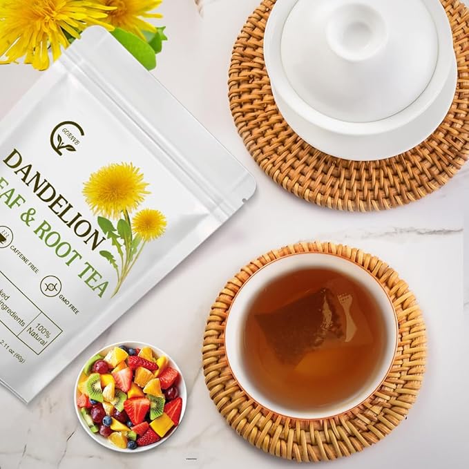 Organic Dandelion Leaf & Root Tea, Supports Kidney Function and Healthy Digestion, Caffeine Free, 30 Tea Bags