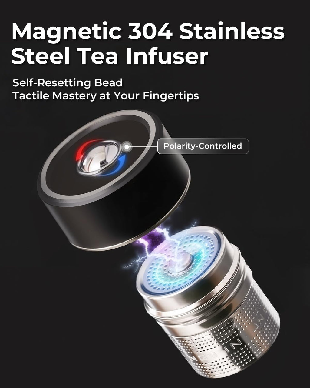 TEAVOR MagnaDrop Tea Tumbler – Double Wall Glass Tea Infuser Cup with Magnetic Steep Control & Bead Switch, Leakproof Travel Mug for Loose Leaf, 12.5oz