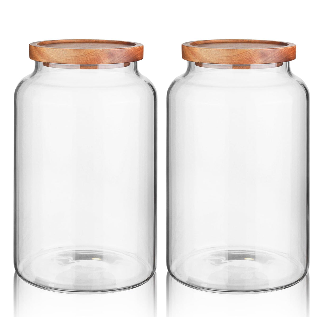 Labina Glass Jar with Wood Lid, Airtight Kitchen Storage Canister