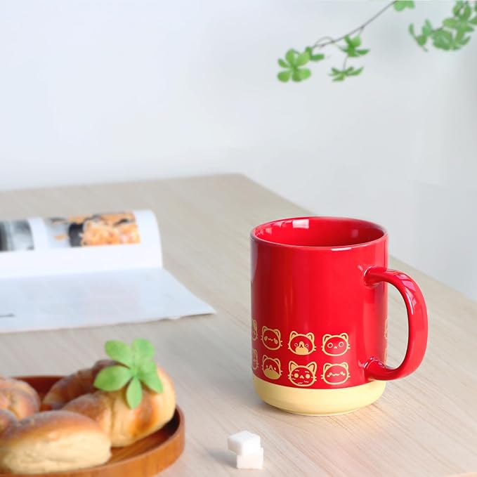 Cat coffee mug-16oz Ceramic Coffee Mugs for Women and Men-Cat gifts for cat lovers-Cute Coffee and Tea Mug-Red