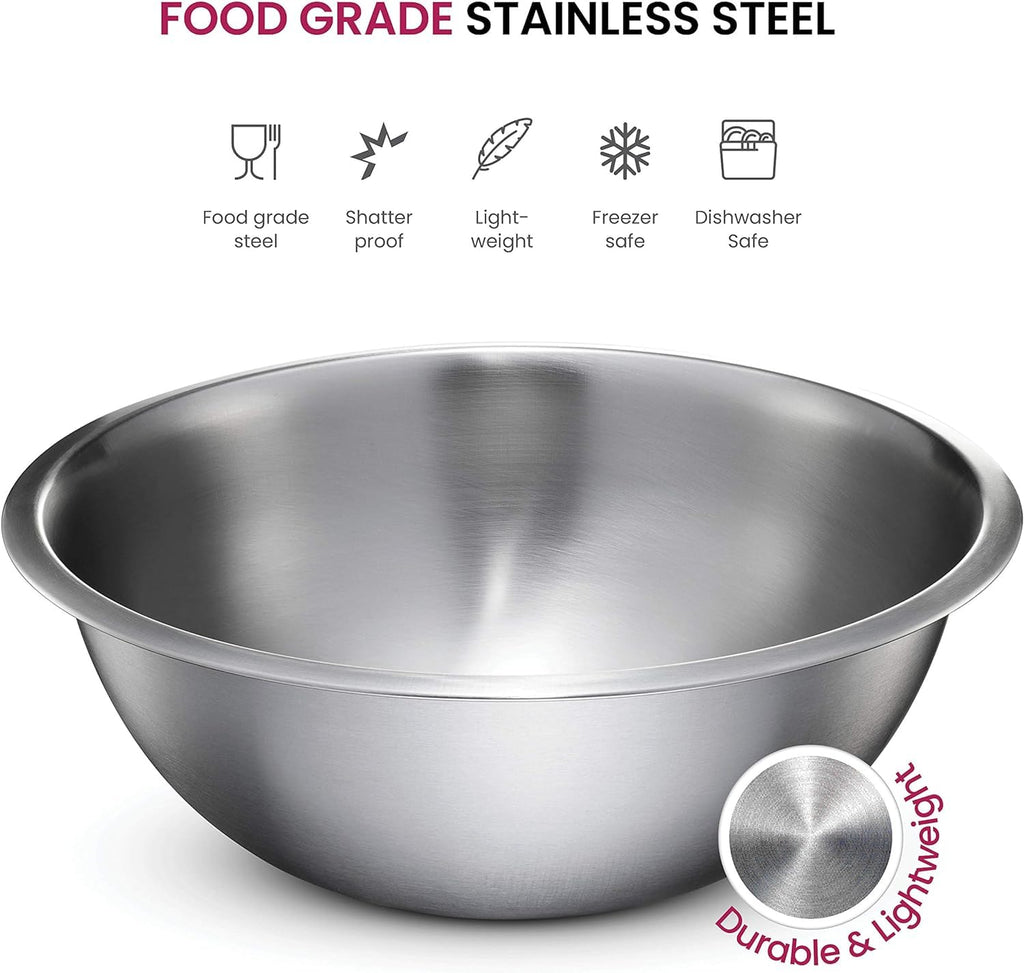 BREFR Stainless Steel Mixing Bowl Set, Nesting Bowls for Kitchen Baking, Cooking, Prepping, Kitchen Food Storage Organizers, No Lids (6 Pack)
