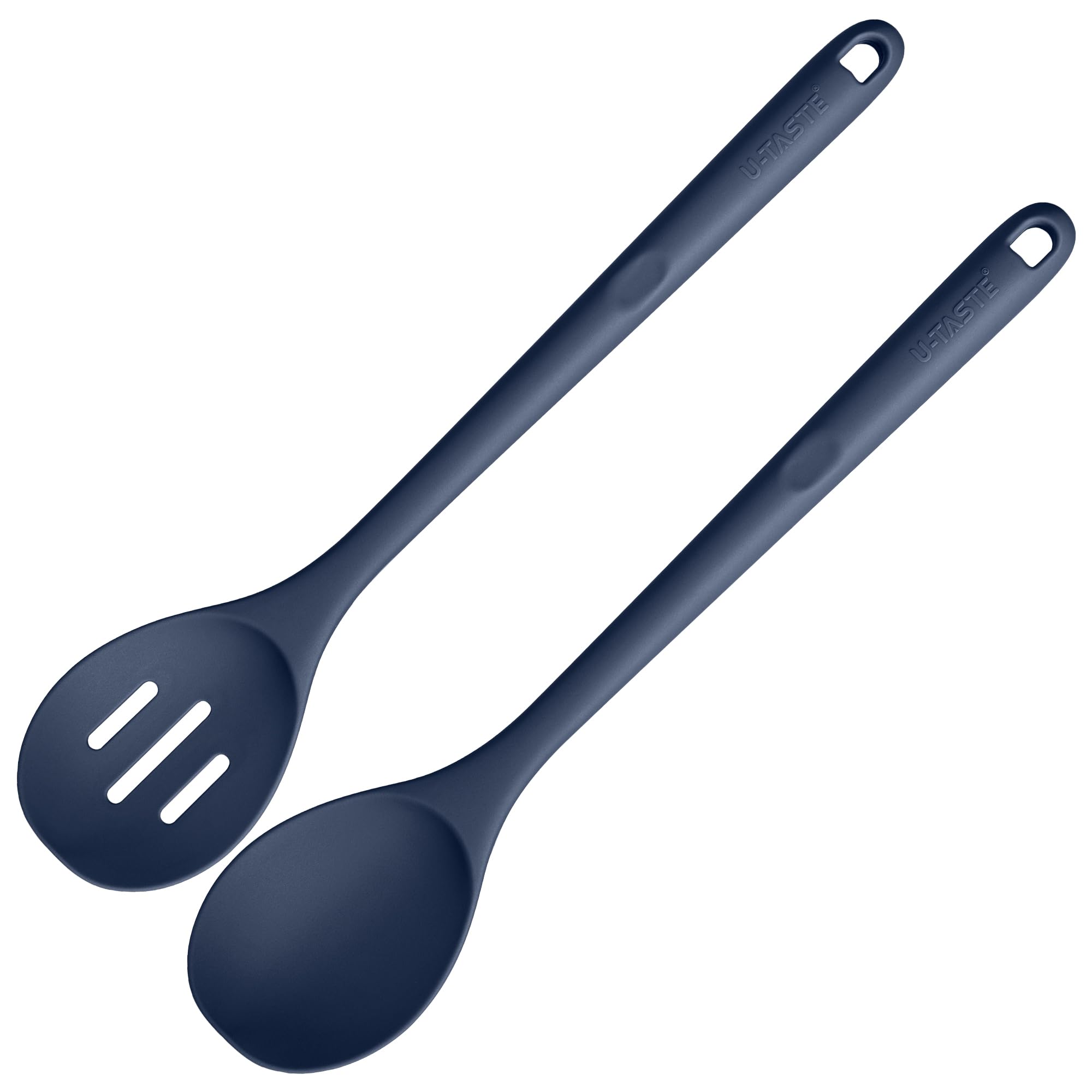U-Taste Silicone Spoons Set of 2, 13.3" Long Large Mix Spoon, Midnight Blue
