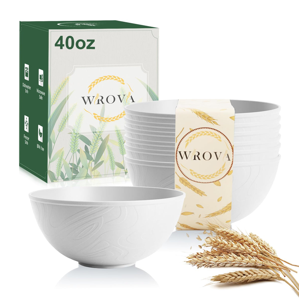 Wrova Mini Wheat Straw Bowls Set of 6, Unbreakable Snack Bowls for Kids