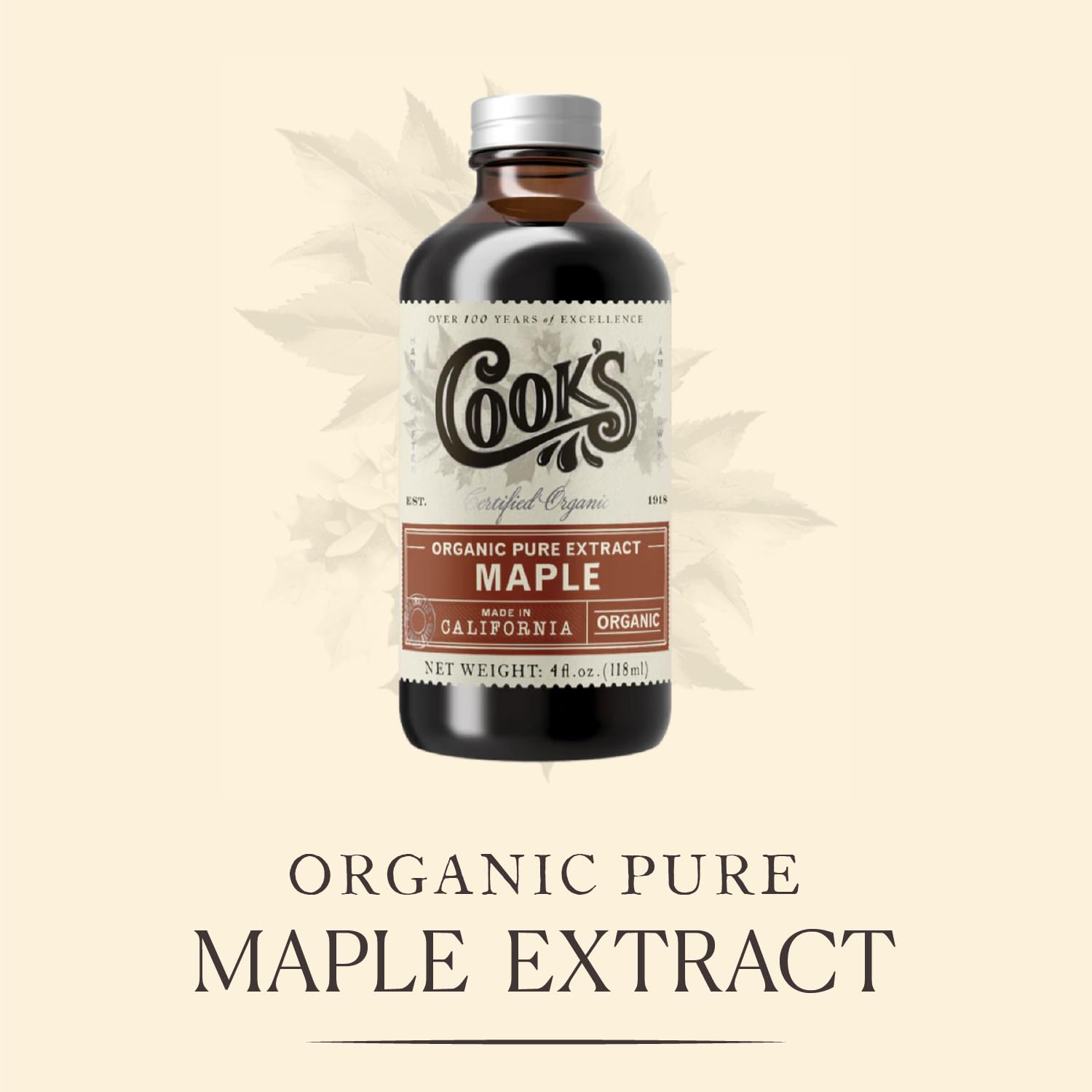 Cook's Organic Maple Extract for Baking & Syrup, Vermont Maple, 128 oz