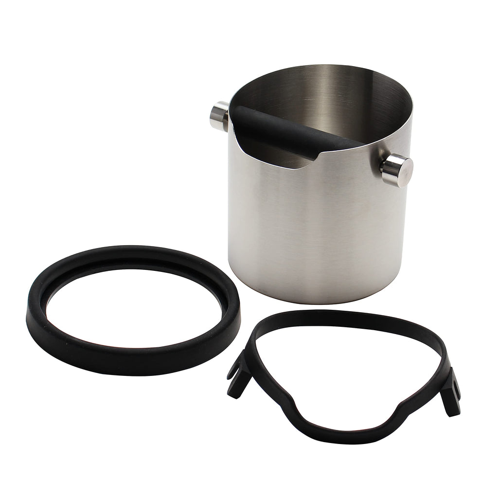 DIBTSA Espresso Knock Box, Capacity 60.8oz/1800ML Stainless Steel Coffee Grounds Container Waste Bin Coffee Tools for Barista and Non-slip Base (Silver)