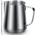 Adorever Milk Frothing Pitcher, 16oz 480ml Milk Frother Cup Stainless Steel Steaming Pitcher, Coffee Bar Cappuccino Espresso Machine Accessories Barista Tools, Steamer Cup Milk Jug with Latte Art Pen