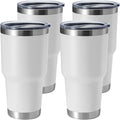 HASLE OUTFITTERS 30oz Stainless Steel Tumbler, Double Wall Vacuum Insulated Travel Mug Tumbler, Durable Insulated Coffee Mug, Gift Box Set (White, 4)