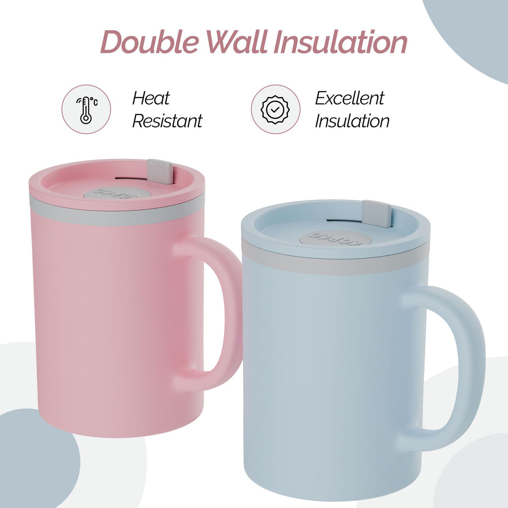 Copco Iconic Desk Mug 16 Oz - Light Blue/Pink, Set of 2