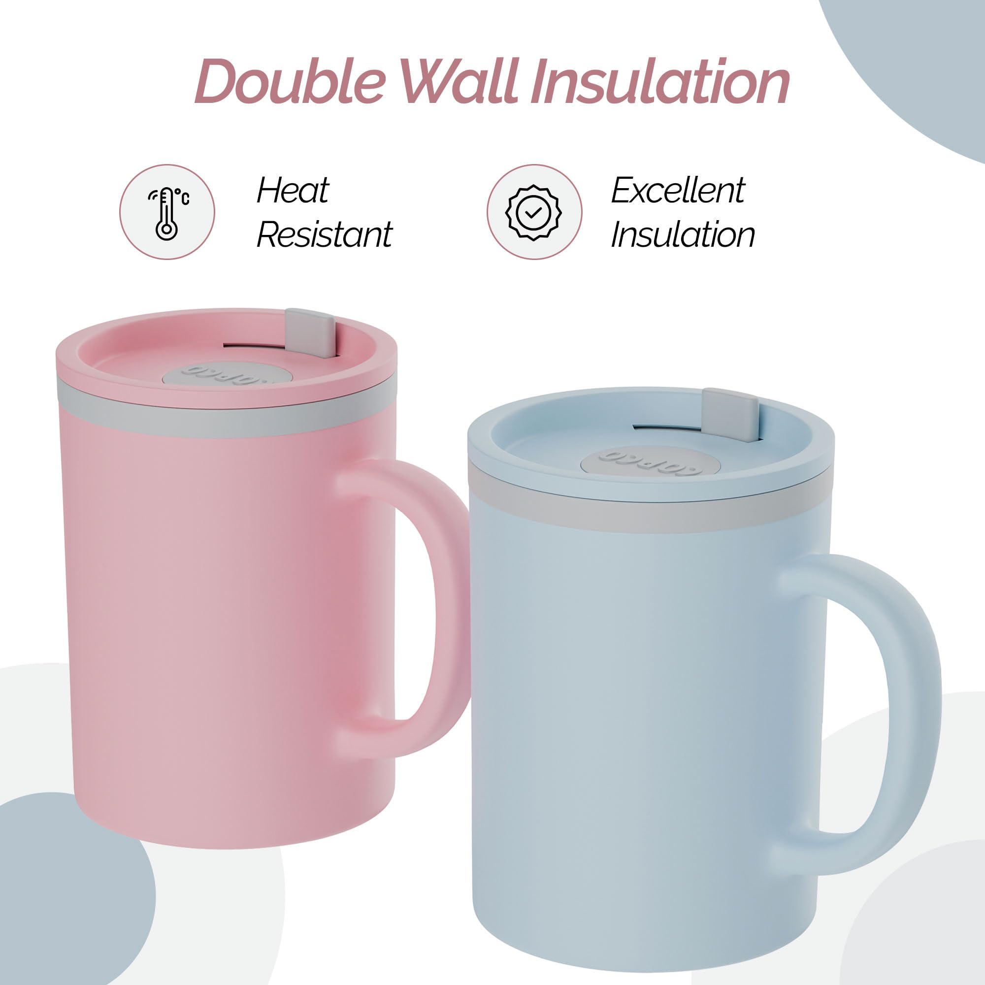Copco Iconic Desk Mug 16 Oz - Light Blue/Pink, Set of 2