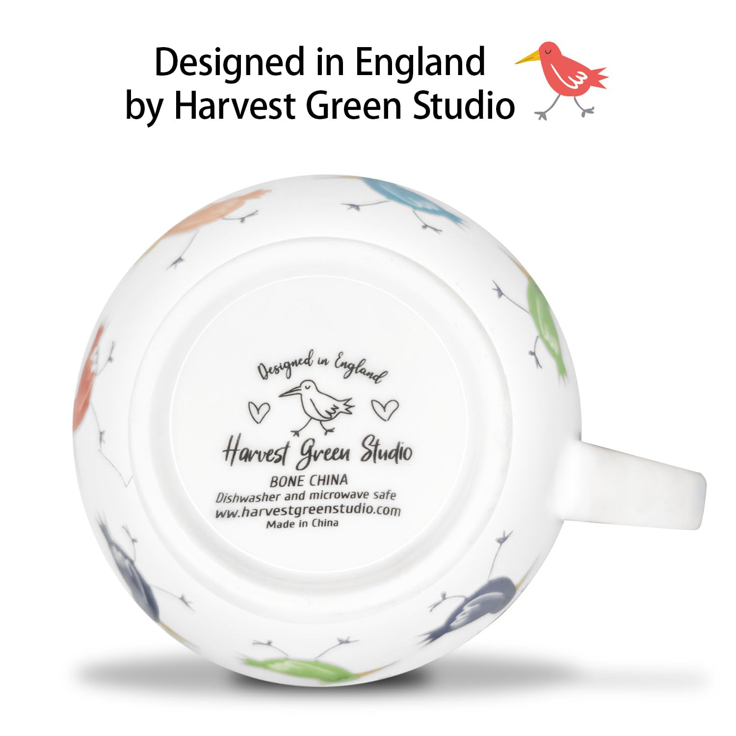 MFoffice Birds Mugs for Daily Coffee and Tea, Premium 20 oz Bone China Coffee Tea Hug Mug, Perfect Holiday, Birthday and Christmas Gift for Bird Lovers, Designed in England by Harvest Green Studio
