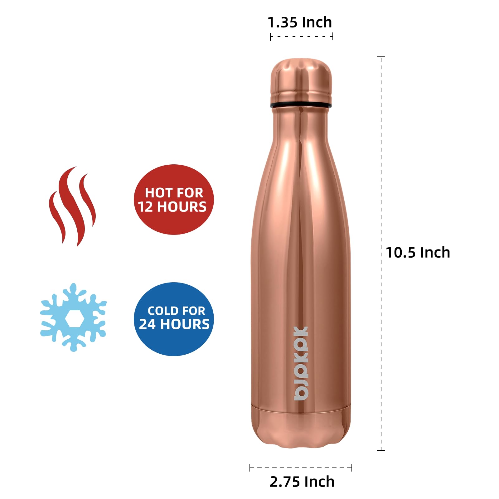 BJPKPK 17 oz Insulated Water Bottle, Stainless Steel Flask, Leak Proof