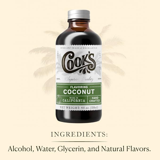 Cook's, Coconut Flavoring for Cakes, Cookies, Pastries, Ice Creams, Smoothies, 128 Ounces (1 Gallon)