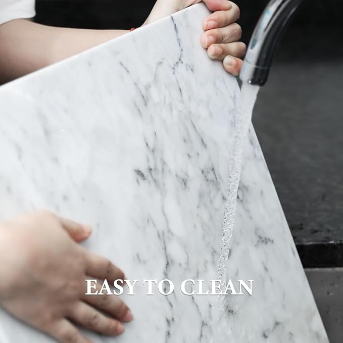 Marble Pastry & Cutting Board – 10x14 Inch Natural Stone Slab with Non-Slip Feet for Dough, Cheese, Baking, Serving, Charcuterie, Trivet – Easy to Clean Gift Tray.