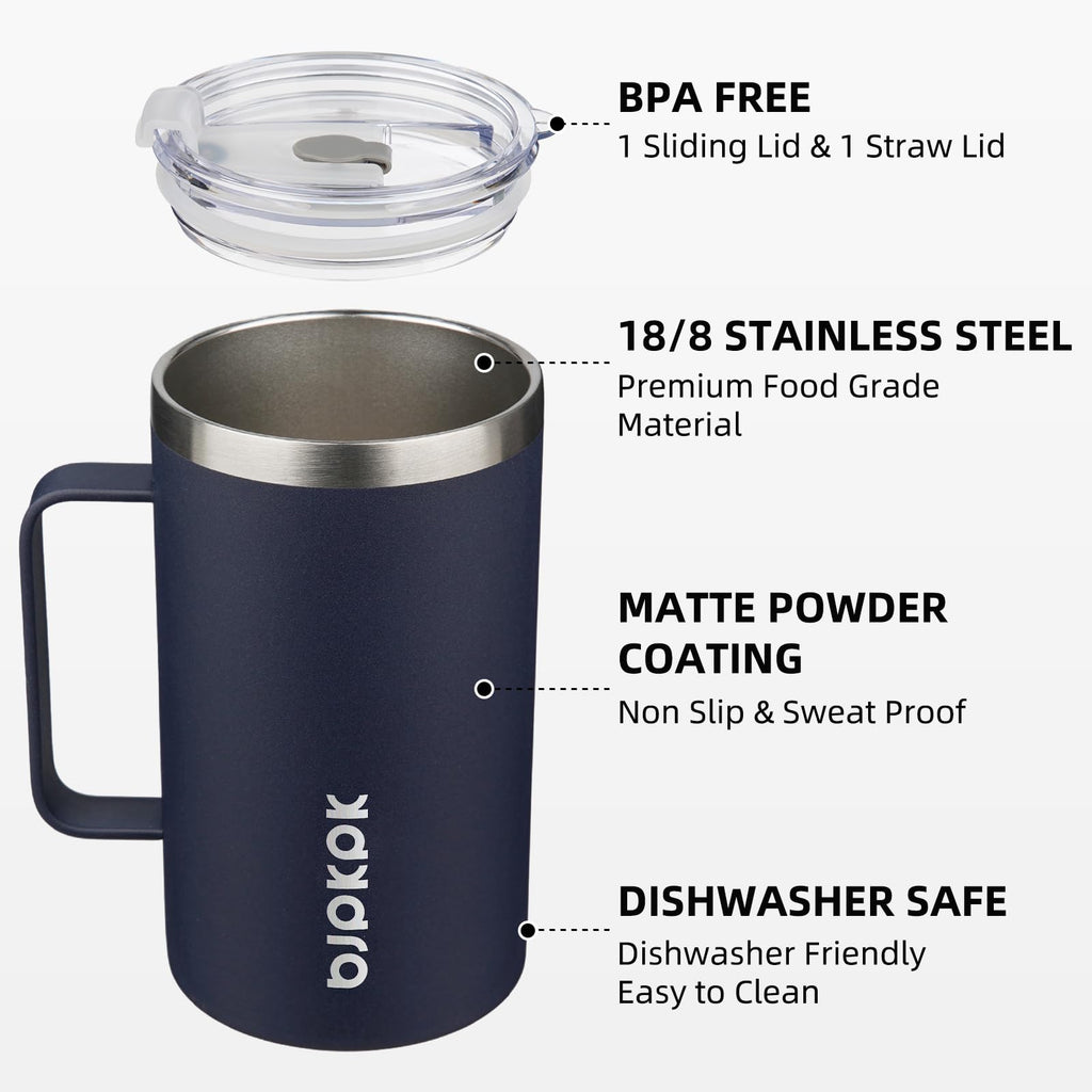 BJPKPK 25oz Insulated Coffee Mug with Handle, Stainless Steel Travel Mug