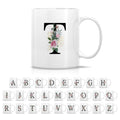 Retreez Initial A-Z Floral Botanical Bouquet Alphabet Monogrammed Monogram Mug 11 Oz Ceramic Tea Coffee Mugs - Appreciation Thank You Wedding Birthday Gifts for her friend coworker sister - T Initial