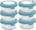 Anchor Hocking 2 Cup Glass Storage Containers with Lids, Set of 6 Glass Food Storage Containers with Mineral Blue TrueSeal Lids