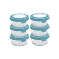 Anchor Hocking 2 Cup Glass Storage Containers with Lids, Set of 6 Glass Food Storage Containers with Mineral Blue TrueSeal Lids