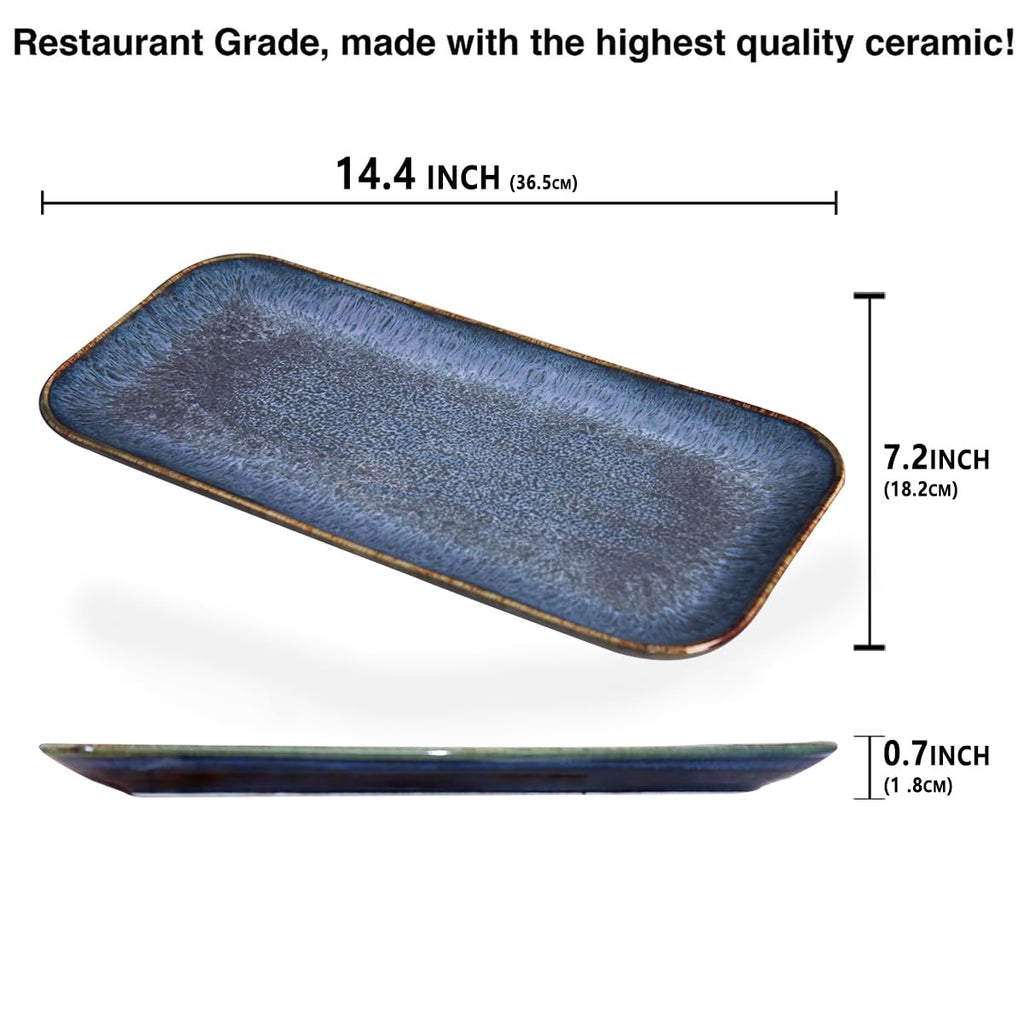 jinsongdafa Porcelain Plate Set Large Serving Tray Set of 4, Reusable Serving Platters for Party Food, Cookie, Appetizer, Charcuterie, Snack, Dessert Display,Stackable Kitchen Dish 14.4 INCH