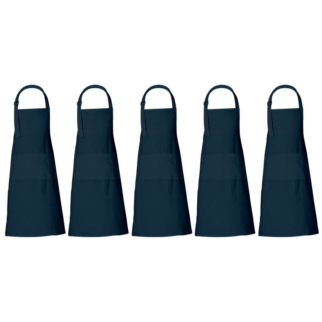 RAJRANG Chef Apron for Women Men - Pockets Cotton Kitchen Cooking Full Length Aprons Reflecting Pond 35x27 Inches Pack of 5