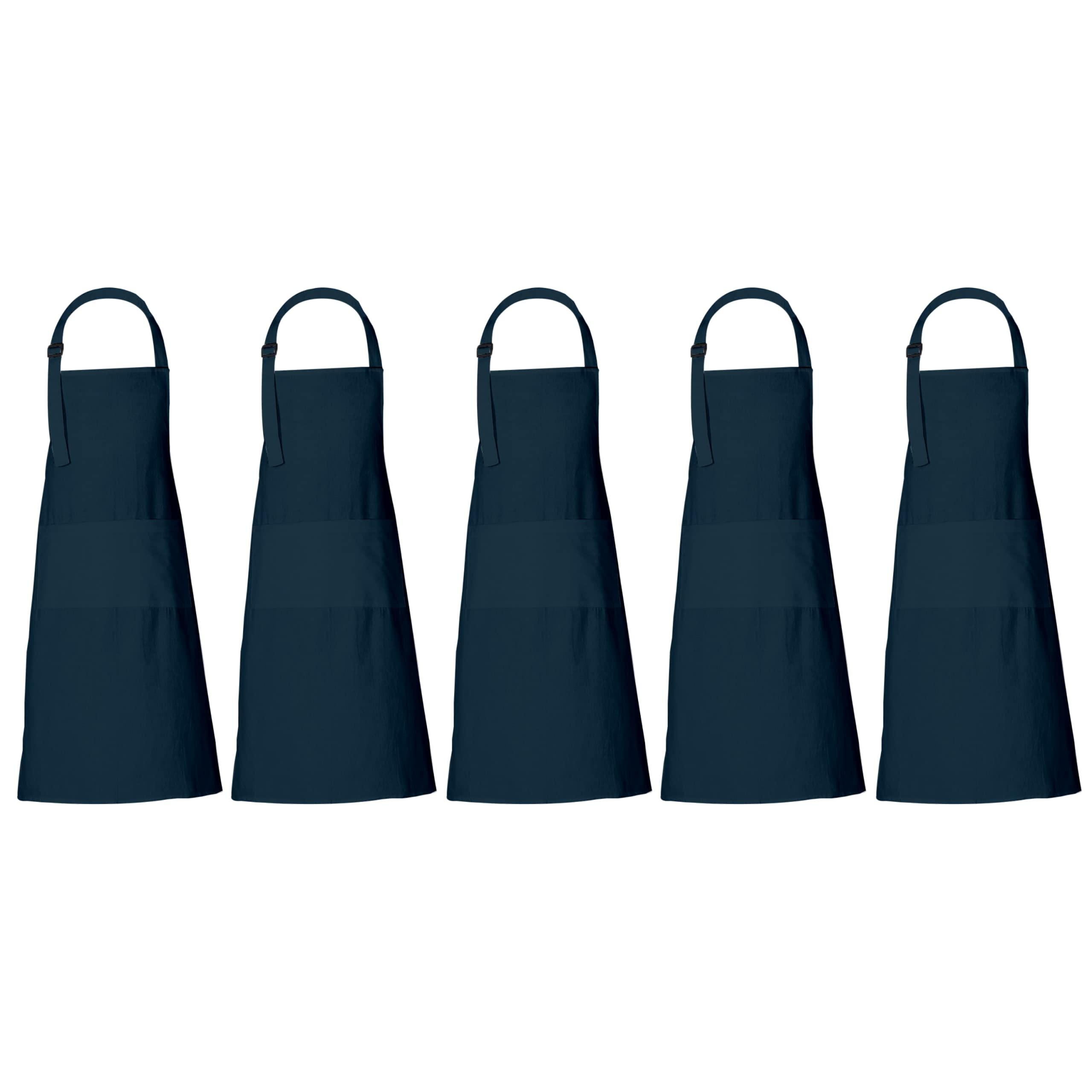 RAJRANG Chef Apron for Women Men - Pockets Cotton Kitchen Cooking Full Length Aprons Reflecting Pond 35x27 Inches Pack of 5