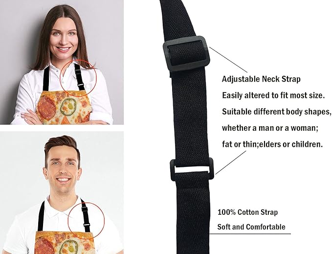 I Love Pizza Bib Apron with Adjustable Neck for Men Women,Suitable for Home Kitchen Cooking Waitress Chef Grill Bistro Baking BBQ Cobbler Apron