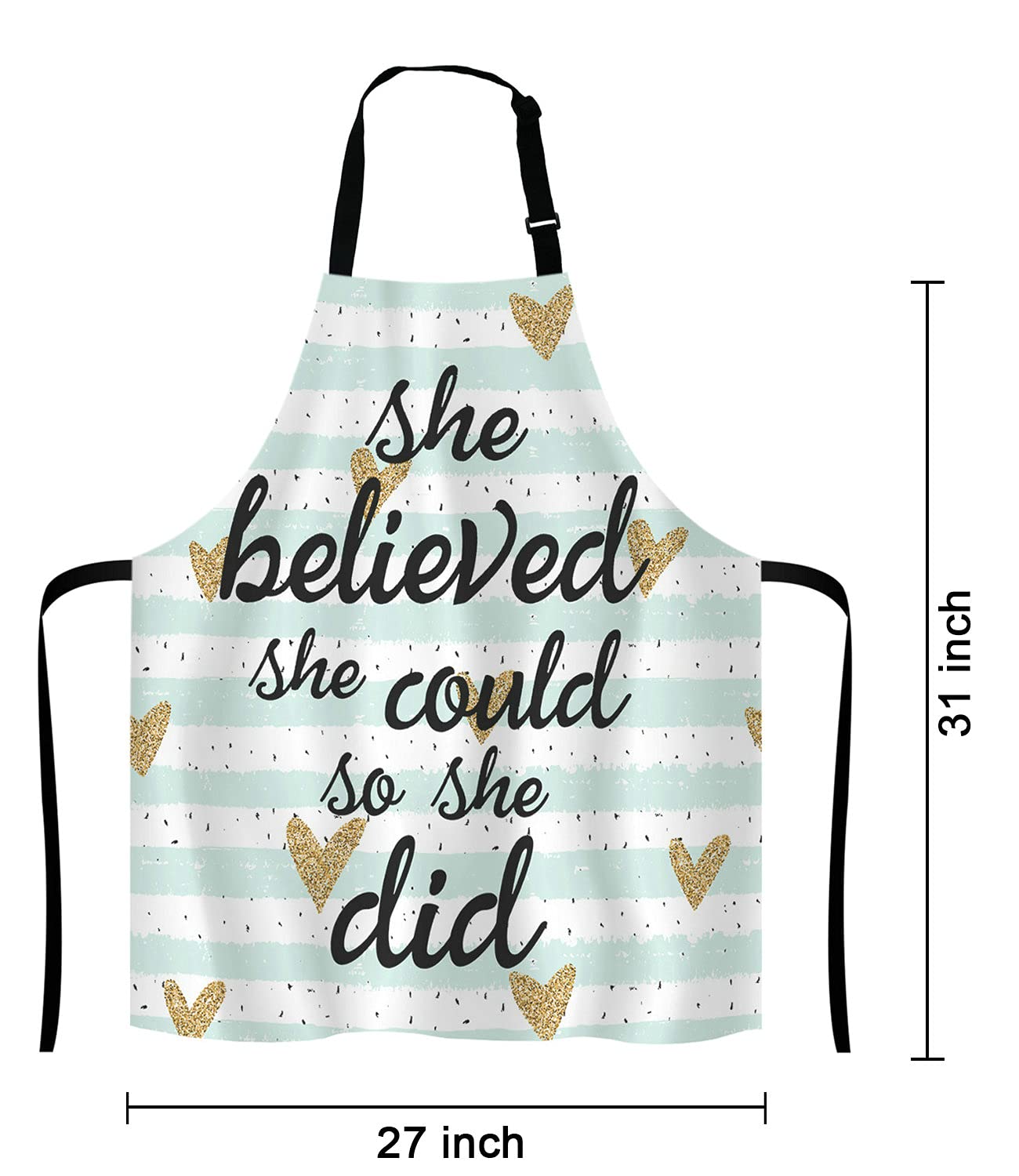 Lefolen She Believed She Could So She Did Inspirational Quotes Adjustable Bib Apron Kitchen Cooking Baking Gardening Apron for Women Men